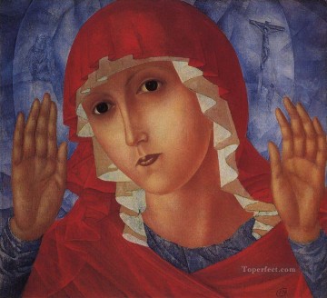  Kuzma Oil Painting - virgin of tenderness evil hearts 1915 Kuzma Petrov Vodkin